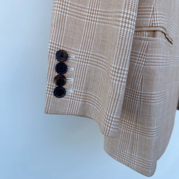 J. Crew Ludlow Plaid Ivory Peach Linen Blazer Jacket Size 8 - Picture 7 of 15
